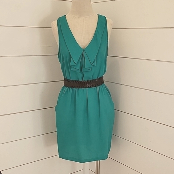 Silence & Noise medium teal mini dress - Picture 1 of 5